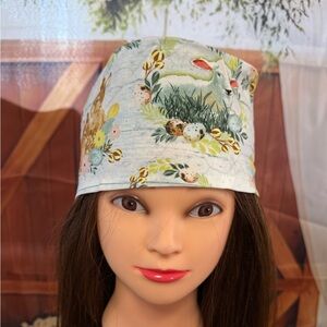 Spring Bunny Print Surgical Scrub Cap - Pastel Multi